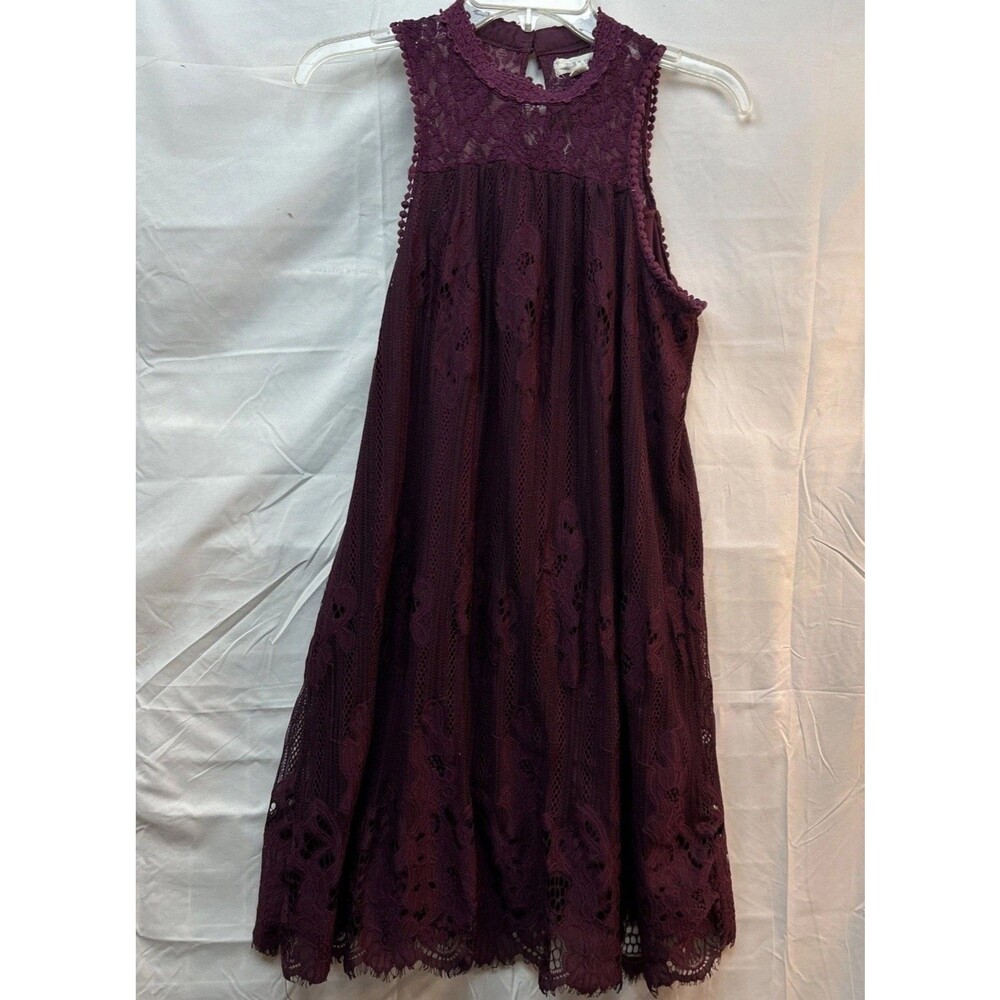 Taylor & Sage Maroon Lace Halter Dress Women’s Xl Boho Mock Neck Completed Swing